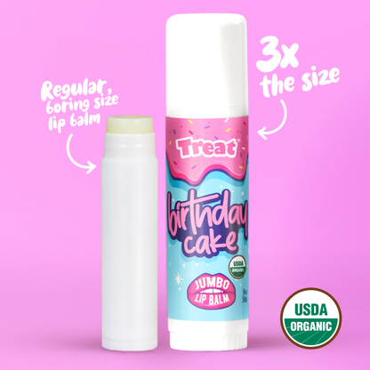 Birthday Cake Jumbo Organic Lip Balm — Sweet USDA Certified Natural Lip Balm
