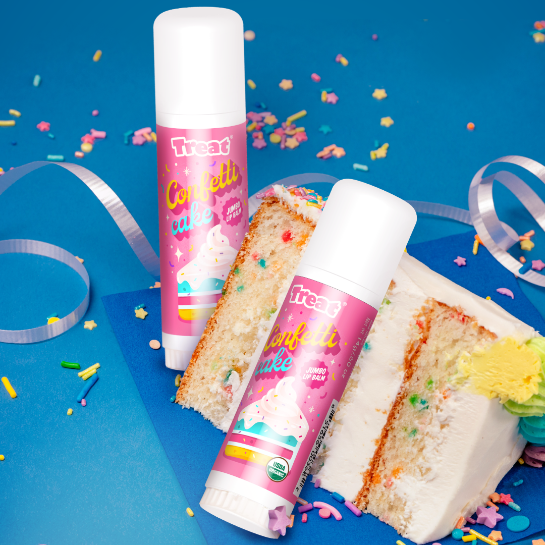 Confetti Cake Jumbo Organic Lip Balm Limited Edition — Festive Natural Lip Balm by Treat Beauty