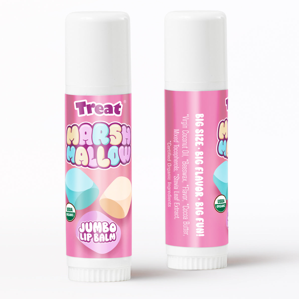 Treat Beauty Marshmallow Organic Lip Balm Swatch — USDA Certified Jumbo Natural Lip Balm