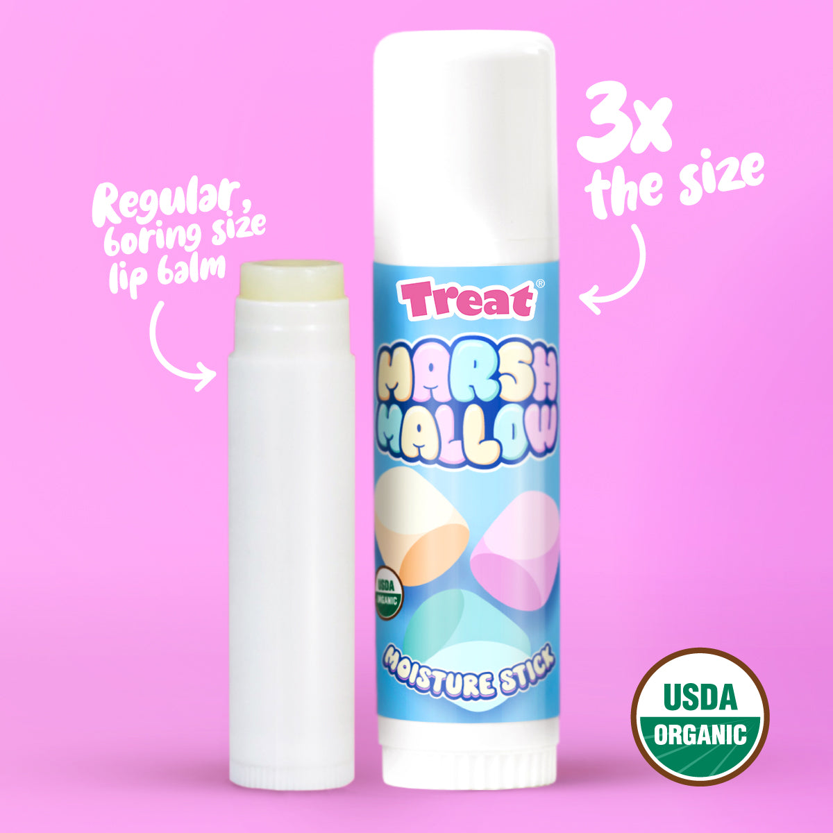 Marshmallow Jumbo Organic Moisture Stick — All-Over Natural Balm 3X Bigger by Treat Beauty
