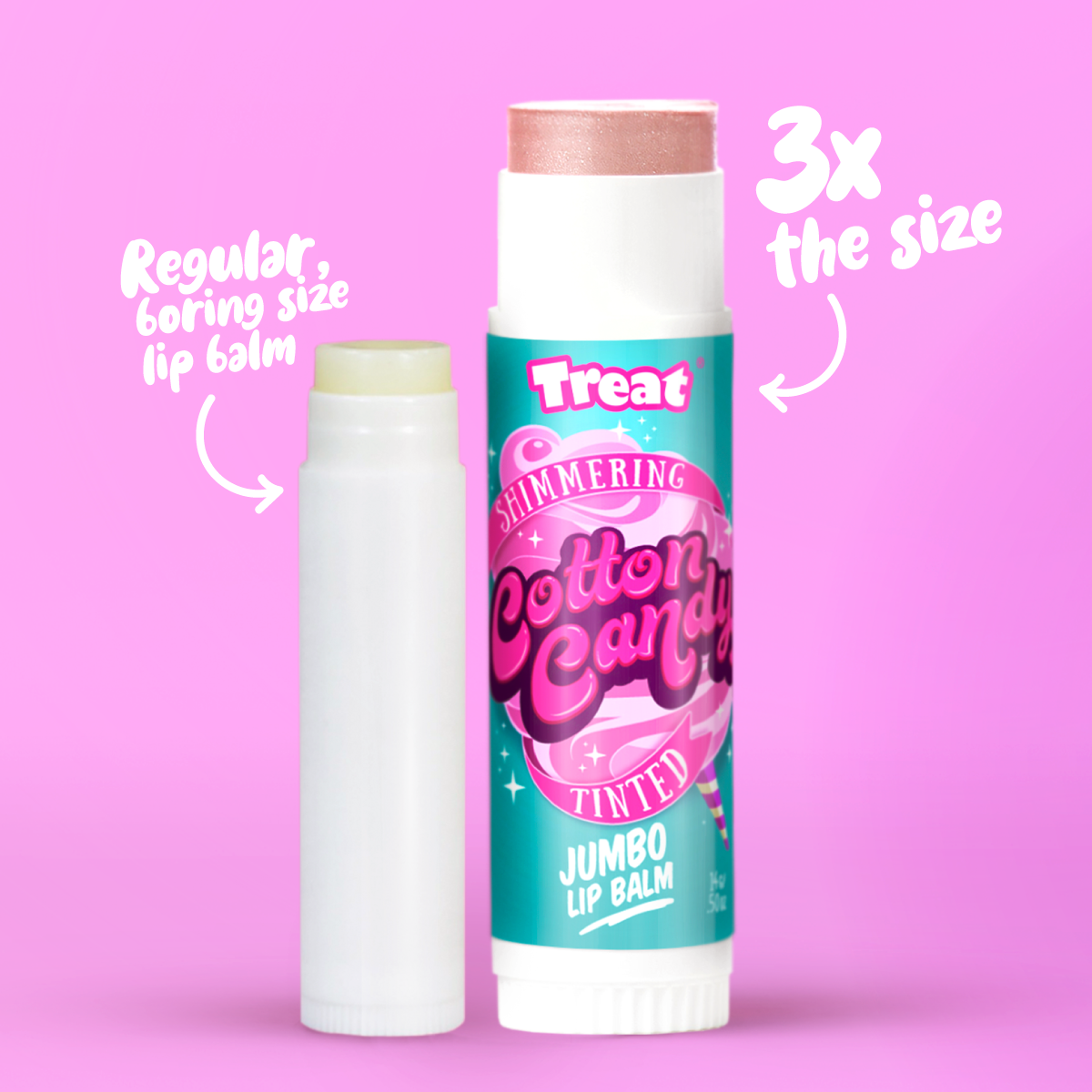 Cotton Candy Shimmering Tinted Jumbo Organic Lip Balm — Natural Tinted Lip Balm by Treat Beauty