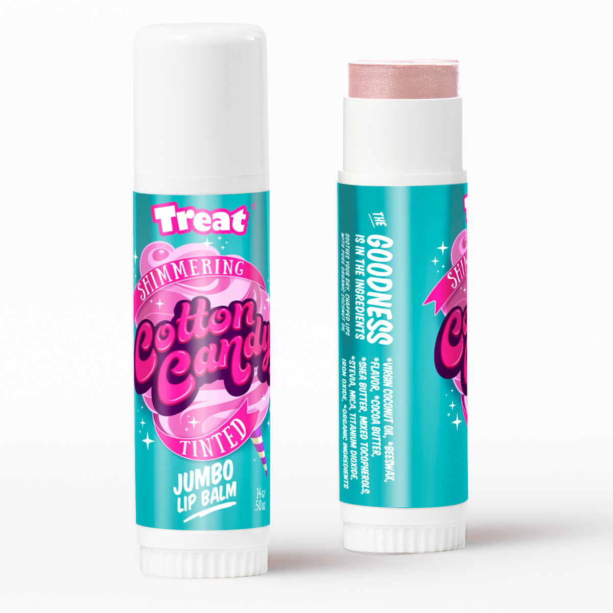 Cotton Candy Shimmering Tinted Jumbo Organic Lip Balm — Natural Tinted Lip Balm by Treat Beauty