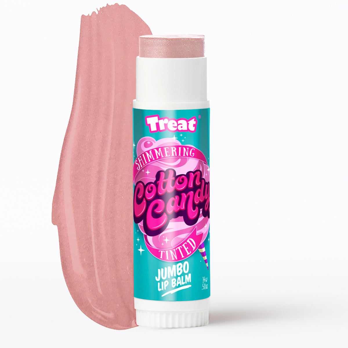 Pink Tinted Jumbo Natural Lip Balm Swatch — Shimmering Organic Lip Color