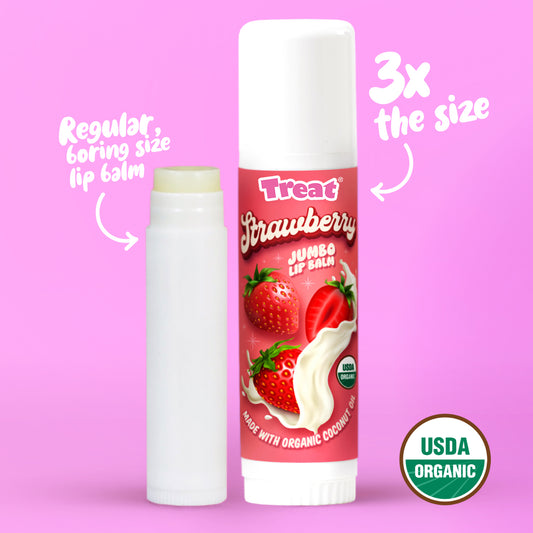 Strawberry Jumbo Organic Lip Balm — Natural Fruity Lip Balm for Dry Chapped Lips
