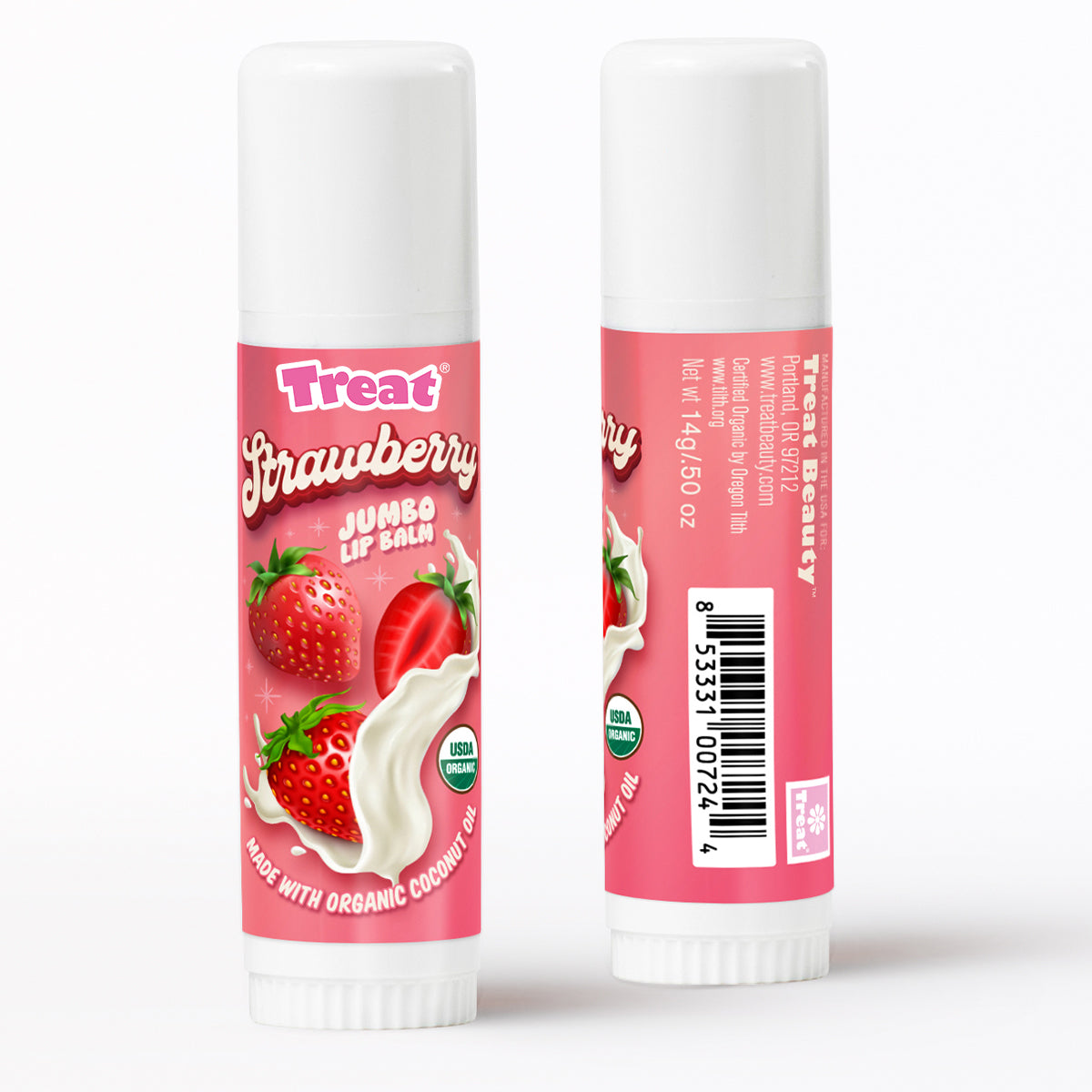 Strawberry Jumbo Organic Lip Balm — Natural Fruity Lip Balm for Dry Chapped Lips