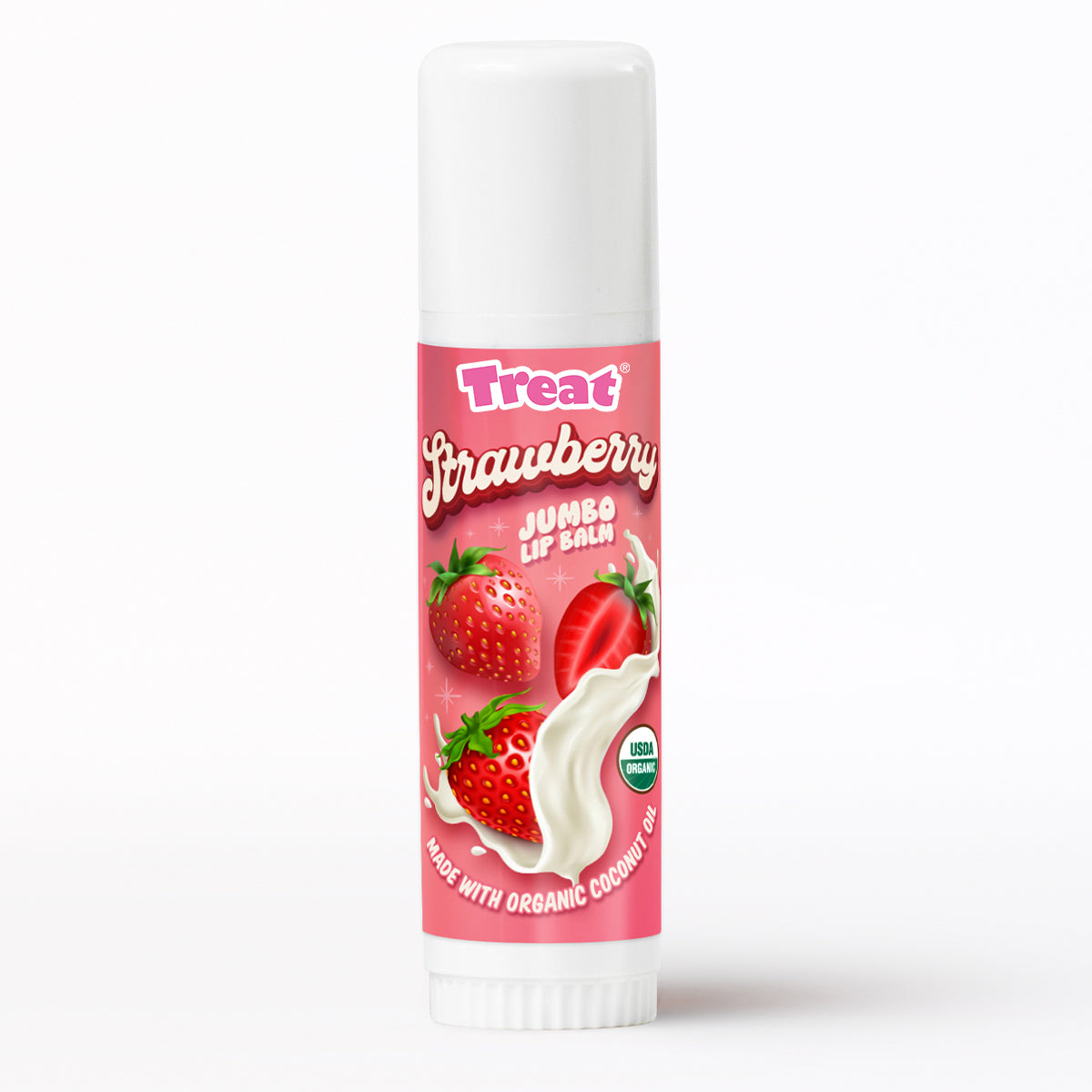 Strawberry Jumbo Organic Lip Balm — Natural Fruity Lip Balm for Dry Chapped Lips
