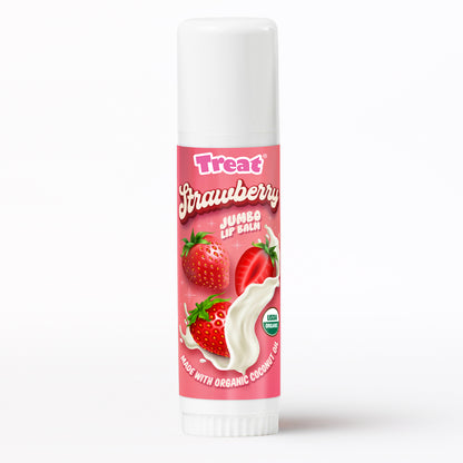 Strawberry Jumbo Organic Lip Balm — Natural Fruity Lip Balm for Dry Chapped Lips