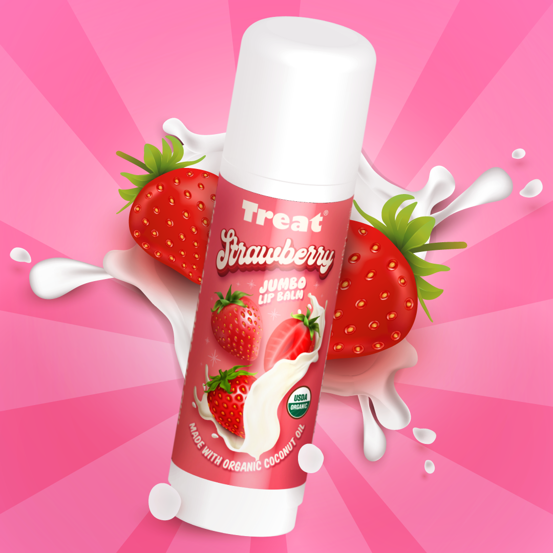 Strawberry Jumbo Organic Lip Balm — Natural Fruity Lip Balm for Dry Chapped Lips