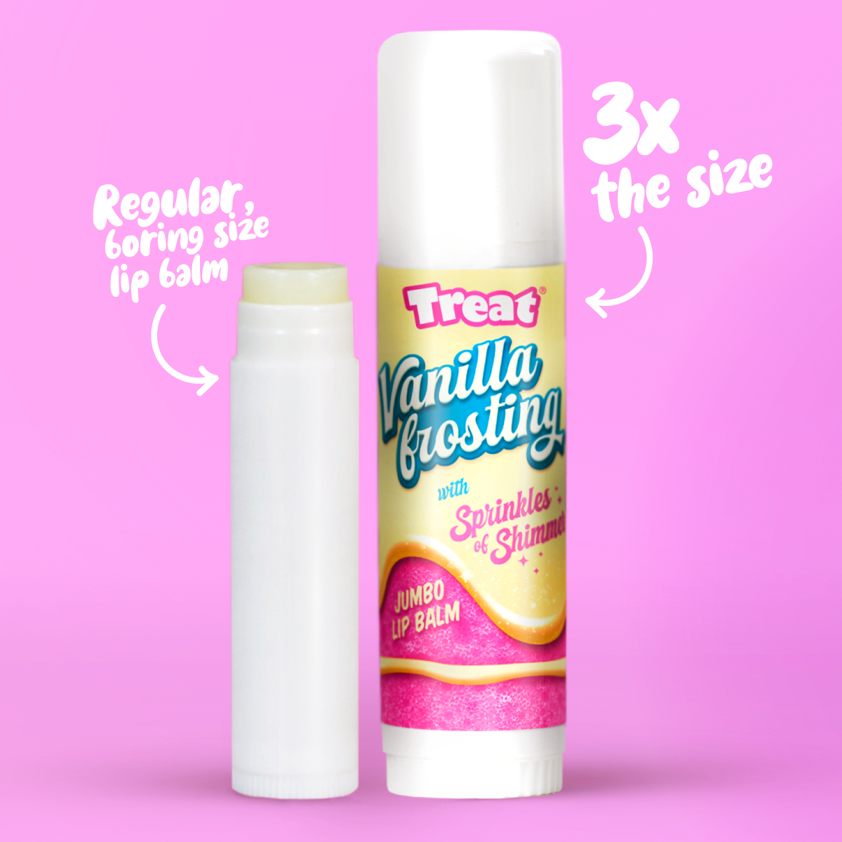 Vanilla Frosting Shimmer Jumbo Organic Lip Balm — Sparkly Natural Lip Balm by Treat Beauty