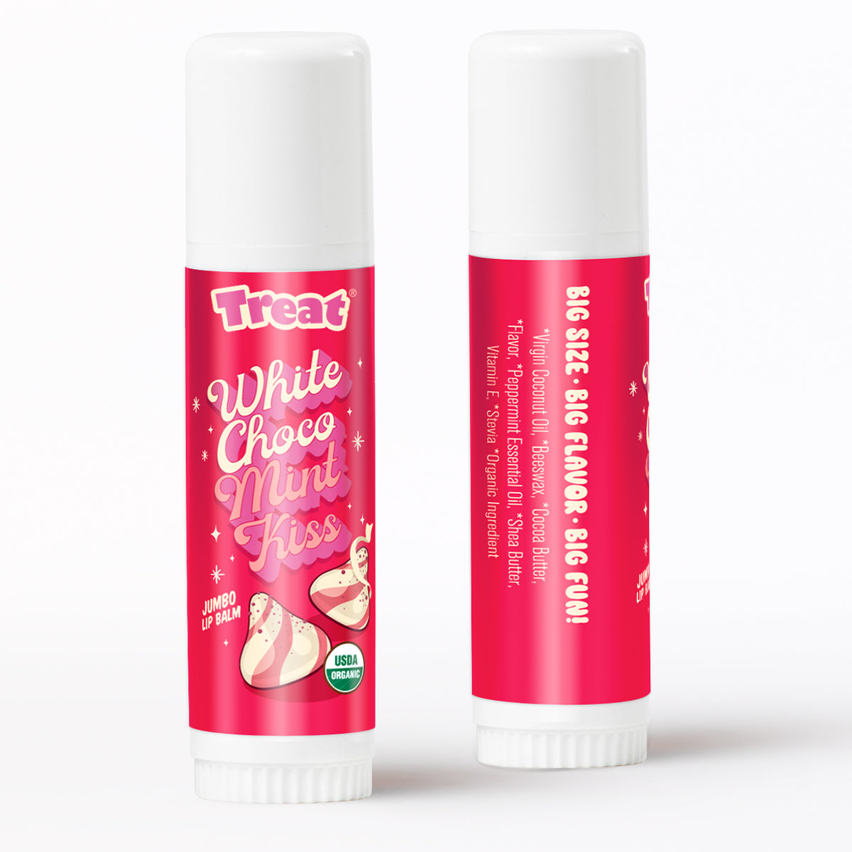 White Chocolate Mint Kiss Jumbo Organic Lip Balm — Natural Minty Lip Balm by Treat Beauty